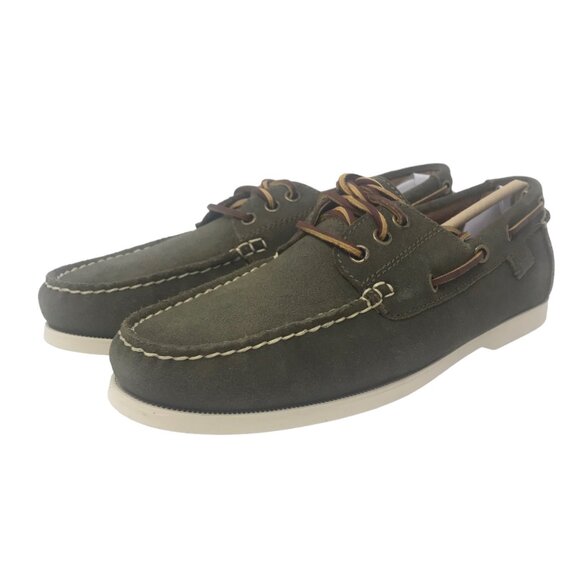 Polo Ralph Lauren Other - POLO Ralph Lauren Bienne II Leather Boat Shoes Oxford Loafer Olive Green Sz 8